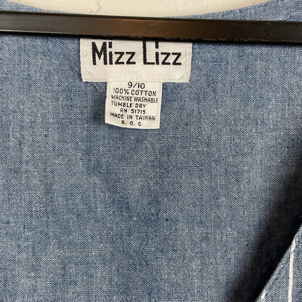 Mizz Lizz Blue Denim White Striped Sleeveless Dress Jumper Size 9/10 - Picture 6 of 6